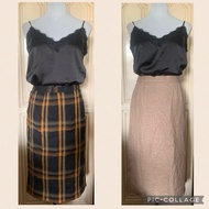 Checkered Skirt / Beige Skirt