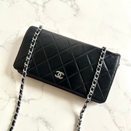 中古包 Chanel黑色WOC 斜背包 側背包 單肩包 長夾 錢包 皮夾