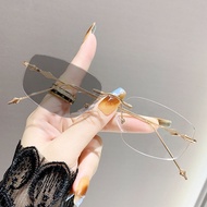 0-400 degree high definition myopia glasses frameless color-changing myopia trimmed light-sensitive 