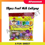 10pcs GollyPop Fruits Milk Lollipop pelbagai jenis buah-buahan dengan rasa susu