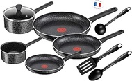 Tefal C2649202 Cookware Set for All Heat Sources Including Induction Cookware, Aluminium, Black, 59 x 39 x 28 cm, Made in France