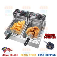 2 x 8L Electric Stainless Steel Deep Fryer Commercial Portable Double Tank Dapur Mesin Kentang Goren