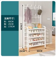全城熱賣 - 鞋架衣帽架一體多層收納置物架【鞋架+衣帽架5層60cm中號白色】#