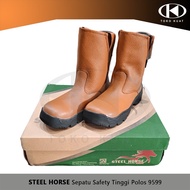 STEEL HORSE 9599 Plain High Safety Shoes Welding Safety Shoes Boots Slip-On Brown SNI