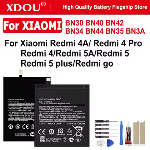 BN30 BN40 BN42 BN34 BN44 BN35 BN3A BM47 BN39 BN36 BM3D Battery For Xiaomi Redmi 4A/ 4 Pro/5A / 5 plu