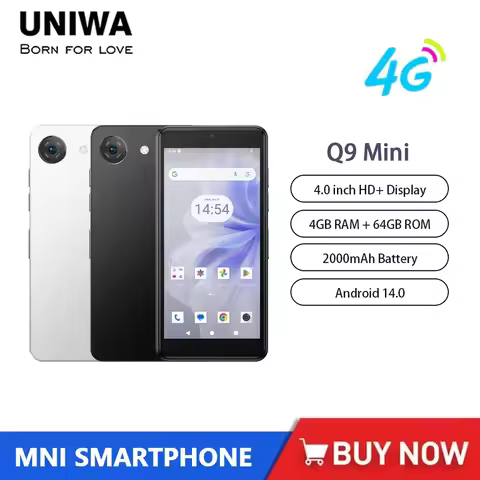 UNIWA Phonemax Q9 Mini Unisoc T606 4G Smartphone 4 Inch QHD 4GB RAM 64GB ROM Mobile Phone Android 14