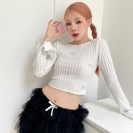 Women Long Sleeve Shirt With Cute Bow Seam Delay A511286
