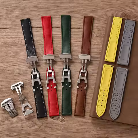 20mm 22mm FKM Fluororubber Sport Watch Band Waterproof Replacement Strap For Omega Swatch
