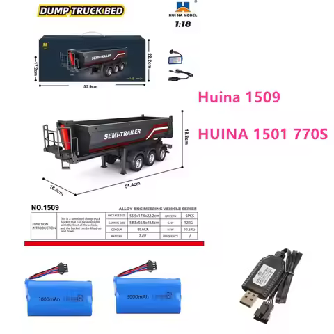 HUINA 1501 770S RC Truck Accessories Battery Huina 1509 Battery 7.4v 3000mAh Charging Cable Suitable