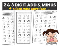 Addition & Subtraction Mixed Operation Maths Worksheets 1 Digit 2 Digit 2 & 3 Digit (With answers) F
