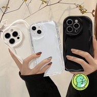 Simple Fashion Solid Color Wavy Edge 3D Cream Glossy Phone Case Compatible for Vivo Y36 5G Y78 Y78+ 