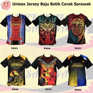Ready StokUnisex Baju Batik Jersey Corak Sarawak