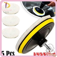 DIACHASG 5Pcs Car Polishing Pad Set, T-shape Flocking Car Waxing Sponge Disk, Durable 3/4/5/6/7 inch