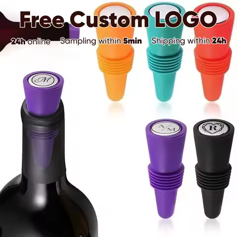 1PCS Free Custom Silicone Wine Bottle Cap Air-Tight Leak Proof Stoppers For Champagne Reusable Cork 