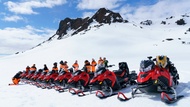 Langjokull Glacier snowmobiling tour from Geysir