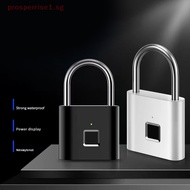 【SYL】 Smart Fingerprint Padlock Waterproof Biometric Fingerprint Keyless Door Lock USB Rechargeable Security Padlock For House Unlock （tool）