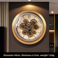 【In Stock】Advanced Gear Mechanical Clock Wall Clock Living Room European Style Advanced Art Retro Cr