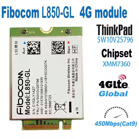 WDXUN for Fibocom L850-GL 4G LTE Cat9 M.2 module Card 5w10v25796 02HK709 For Thinkpad C14 Gen 1 Chro