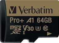 Verbatim 64GB Pro Plus 666X MicroSDXC Memory Card with Adapter, UHS-I V30 U3 Class 10 with A1 Rating