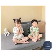Children's Kids 100% Cotton Cute Kimono Yukata Two-Piece Set Boy Girl Twinning Sibling Clothing