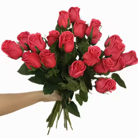 Realistic Rose Stem PU Latex High End Real Touch Roses Fower Red Pink Yellow Orange for Wdding Home