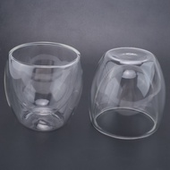 6 Sets of 80Ml Double-Layer Hollow Glass Coffee Cup Sets for Drinking Tea Coffee Drinking Cups