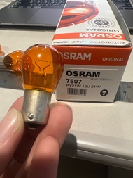 หลอดไฟเลี้ยว T20 แบบเขี้ยวเยื้อง 1 ไส้ osram แท้ 7507 PY21w 12V 21w *เป็นสินค้าแบ่งขาย จะใส่ถุงซิปล๊