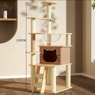 *NEW CHEAPEST* Cat House 135cm Wooden Cat Tree Series Premium Sisal Cat Tree Scratcher 3 Levels Cat Scratcher Kucing