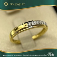 แหวนแถวทรงปอกมีด หน้าแคบ สวมใส่สบายนิ้ว สามารถปรับไซส์แหวนได้ สินค้ามีใบรับประกัน ทอง 1.54 กรัม เพชร1/0.04 7/0.04 กะรัต