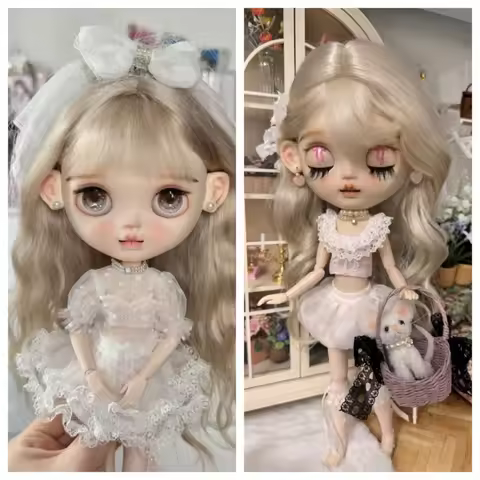 Blyth White Dress Ob24 Pink Top Azone Skirt 1/6Doll Outfit (Fit OB22, Licca, Pullip, Lati, ICY, Jerr