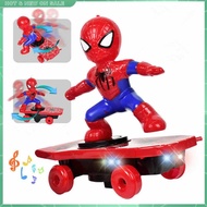 Christmas Gift Spiderman Automatic Flip Rotation Skateboard Acousto-optic Electric Music Toy
