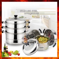 ♞Stainless Steel 3 Layer Steamer Cooking pots Cooking Pan Kitchen Pot Siomai Steamer Siopao Steamer