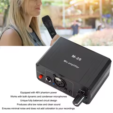 Professional Mic Preamp 48V Phantom Power XLR Balanced Circuit for Dynamic/Condenser Microphones Hig