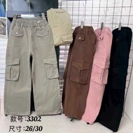 SJ KIDS Wholesale/ 3302 Girls' colored cargo pants 8-12 years / price per 5 pieces