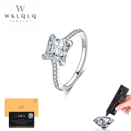 WKLQLQS925 Sterling Silver Moissanite Ring 2 Carat Square D Color Moissanite Ring Fashion Jewelry