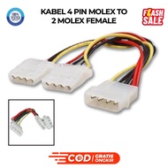 CABLE 4 PIN MOLEX MALE TO 2 MOLEX FEMALE SPLITTER BRANCH