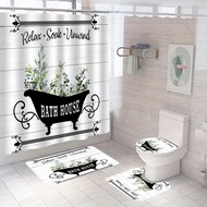 1pc/3pcs/4pcs Rustic Floral Plant Shower Curtain Set, Green Eucalyptus Leaves Spring Western Barn Fl