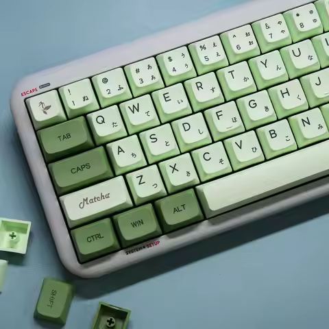 Japanese Style Green Matcha Keycap for Mechanical Keyboard PBT Keycaps XDA Height Key Cap for Cherry