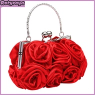 Handbag Flower Pattern Clutch Bag Faux Silk Women Fashion Rose Bridal Clutch Bag for Wedding Evening