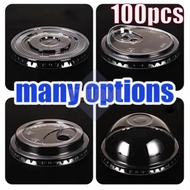 100pcs 95mm Disposable Cup Lid Round/Flat Transparent Cup Lid Milk Tea Leakproof Cup Lid Plastic