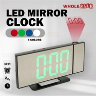LED Digital Alarm Clock Projection Clock Projection Alarm Clock Mirror Clock 12/24H Display Temperat
