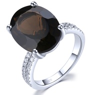 Lohaspie Jewelry Real 8 Carats Pure Silver 925 Original Ring Natural Citrine Smoky Quart Ring Citrin