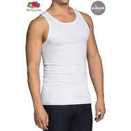 Fruit of the Loom - Mens Tag-Free Tank A-Shirt Classic Fit เสื้อกล้าม แขนกุด สีขาว ผ้าคอตตอน ไร้แท็ก