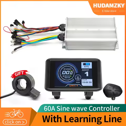 Ebike Controller 48V 52V 60V 72V 60A Sine Wave Controller Compatible 3000W HUB Motor with Color LCD 