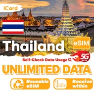 iCard eSIM_Thailand 1-10 Days  Unlimited Data SIM (Can Top up Reuse)-Truemove Network