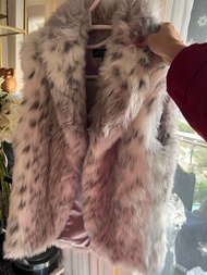Lane Crawford  vest買保暖毛外套faux fur 美國LA 牌子Allen Schwartz ABS 背心毛毛外套 白配淺紫灰 Fur Coat size S , 合m碼女士 𥜝牛仔