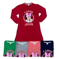(6-13years) Baju T-shirt Labuh Lengan Panjang Kanak-Kanak Perempuan Love Minnie