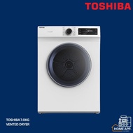 TOSHIBA 7KG VENTED DRYER WHITE/DARK SILVER