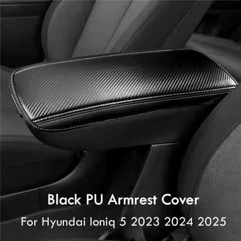For Hyundai Ioniq 5 2023 2024 2025 Black PU Leather Armrest Cover Ioniq5 Center Console Cover Armres