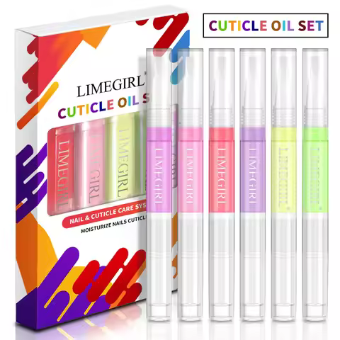 LIMEGIRL 6pcs Cuticle Oil Nail Care Nutrition Oil Pen Gift Box Kit for Nails Nourishment Oil Dead Sk